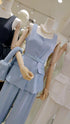 Single Breasted Square Neck Tops And Trousers Sets With Belt